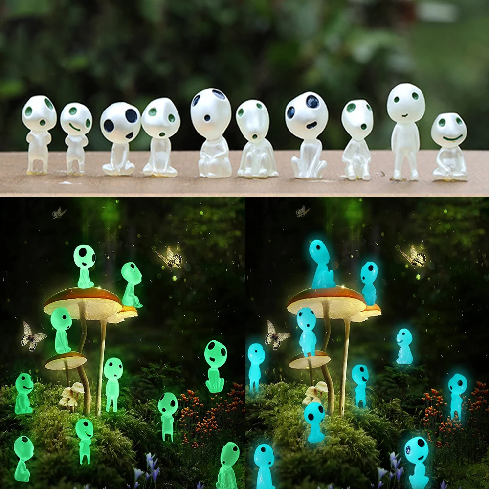 

10pcs Luminous Aliens Miniature Garden Potted Decoration Micro Landscape Ornaments Glowing In The Dark Car Dashboard Figurines