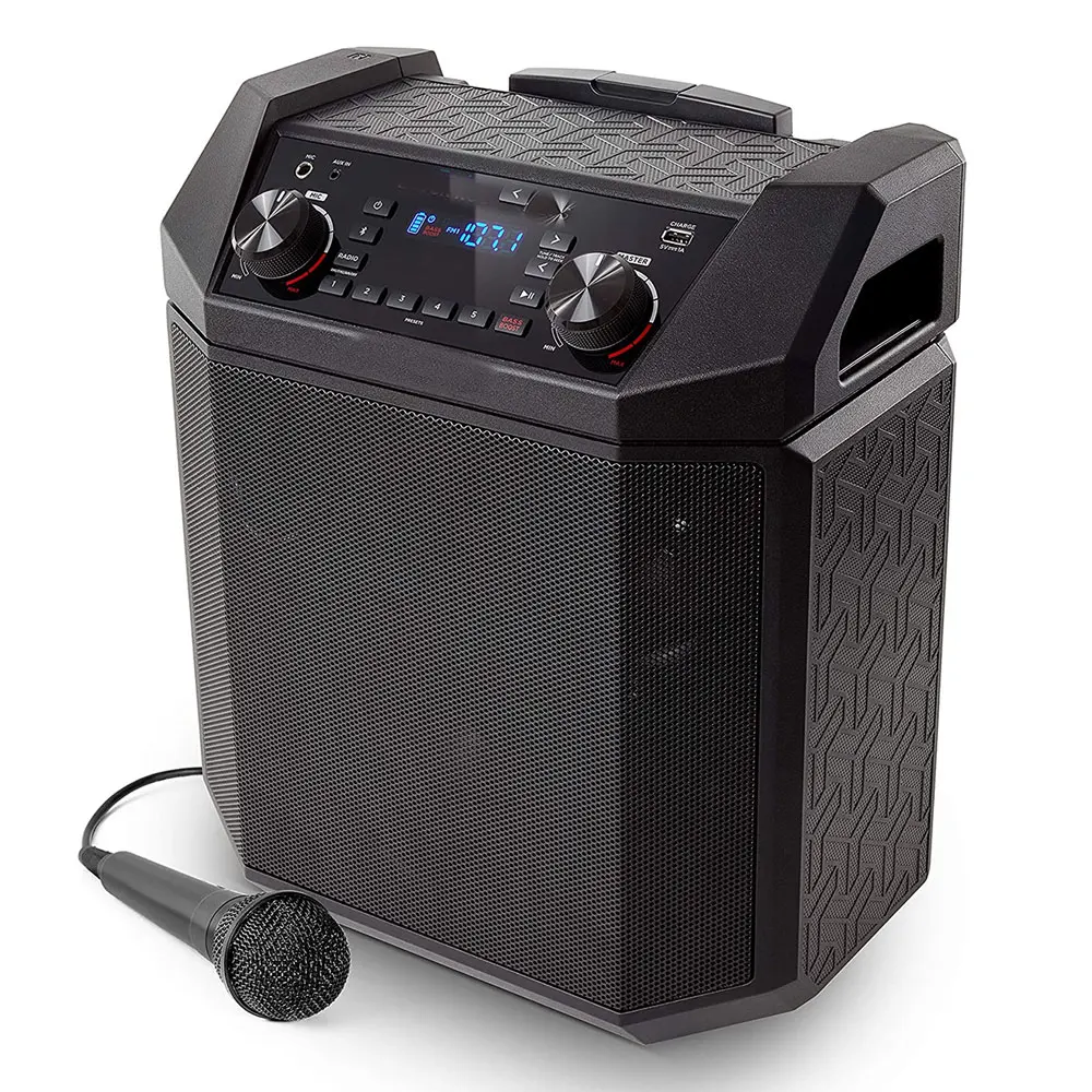 

New Low price Audio Block Rocker Plus - Portable Bluetooth Speaker 100W W/Battery, Karaoke Microphone, AM FM Radio Wall Sign