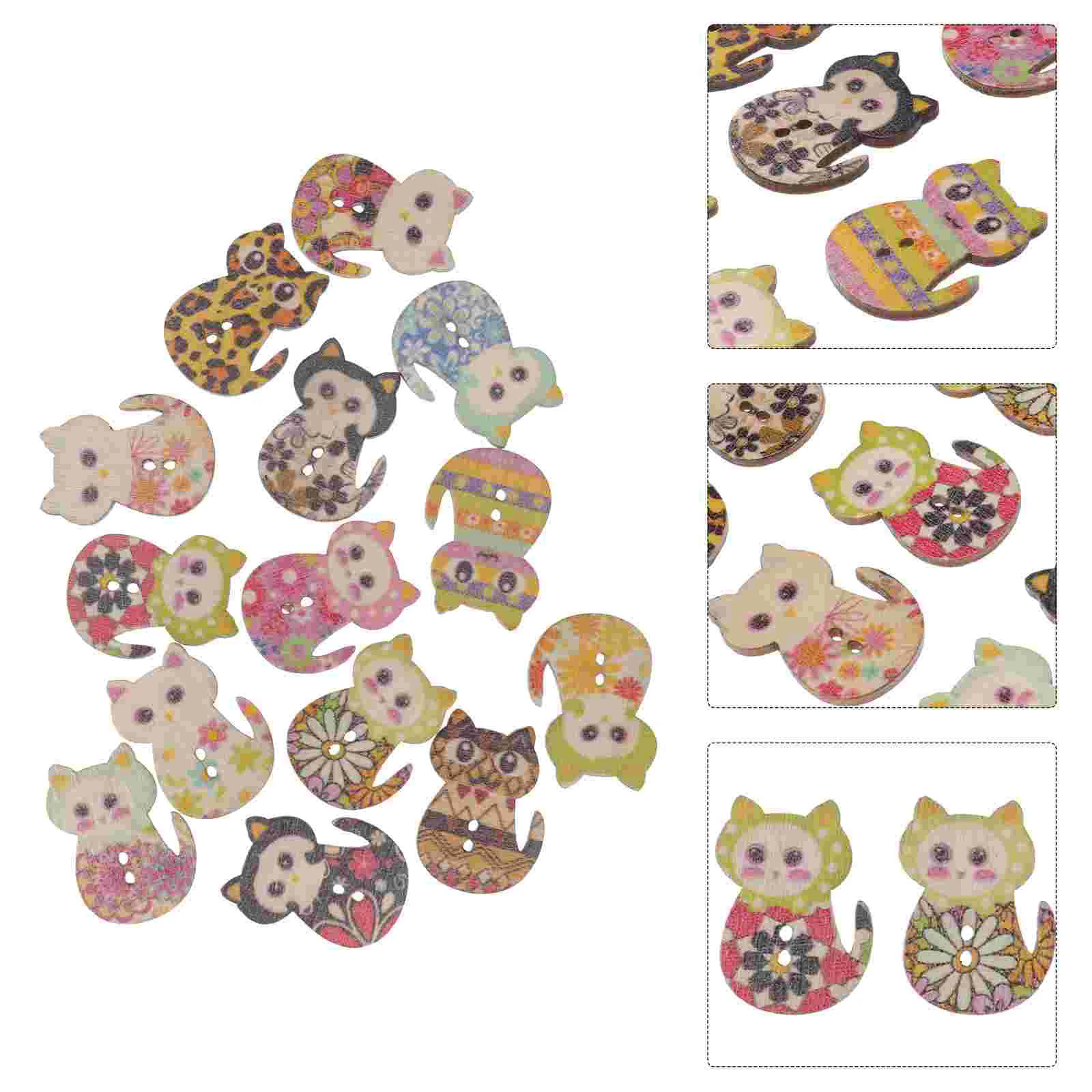 

Buttons Sewing Wooden Crafts Cat Printing Wood Shaped Button Clothes Animal Large Fall Accessories