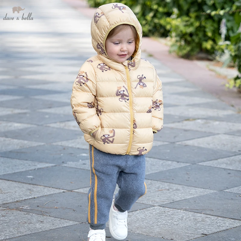 

Dave Bella Brand Kids Winter Hoodie Boys Girls Clothes Down Jackets Warm Baby Girls Coats Print Outwear Tops DBJ20526-A