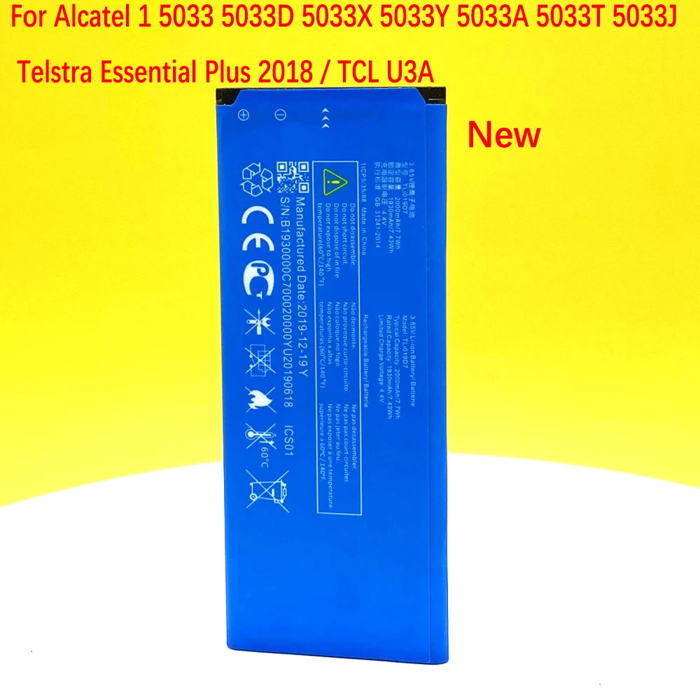 Новый аккумулятор 2000 мАч TLi019D7 для Alcatel 1 5033 5033D 5033X 5033Y 5033A 5033T 5033J / Telstra Essential Plus 2018
