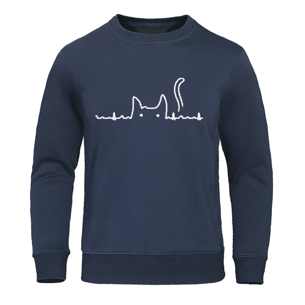 Teekossc Мужская флисовая толстовка в стиле Харадзюку с электрокардиограммами