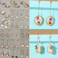 pearl earrings baroque ear studs handmade metal winding tassel butterfly flower earring european american design fashion jewelry