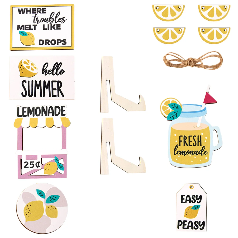 

1 Set Tiered Tray Signs Summer Lemon Style Table Wooden Sign Decorations