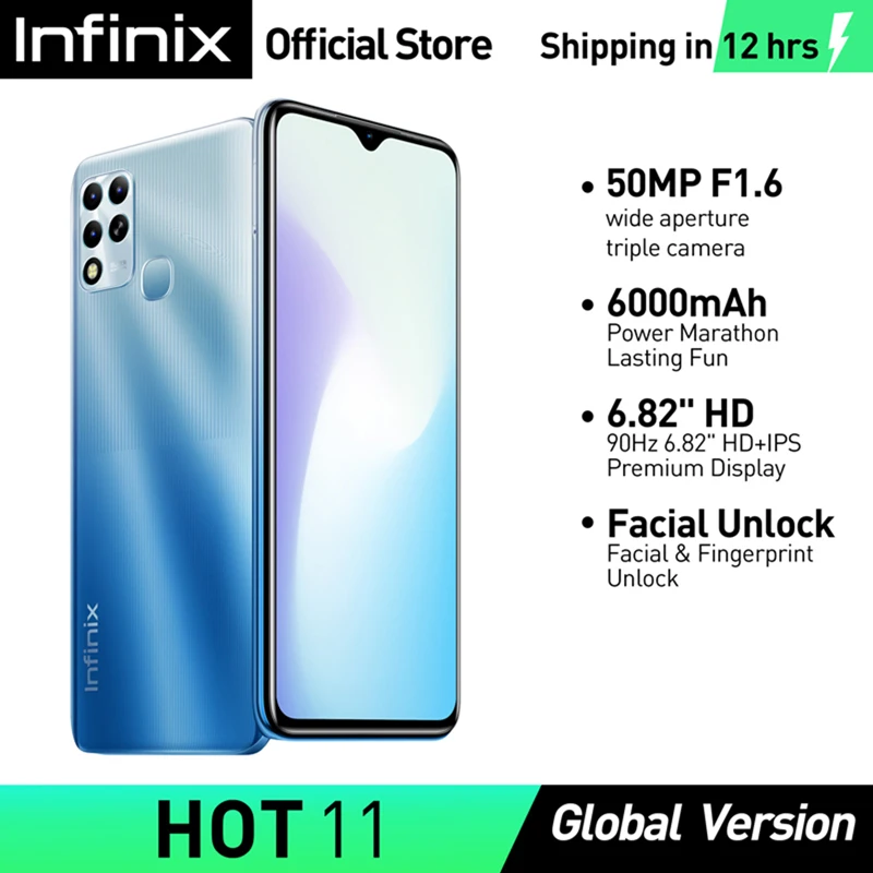 infinix HOT 11 Smartphone 4GB/128GB Helio G37 Gaming Processor 6.6 FHD+ Color-accurate Display Mobile Phone