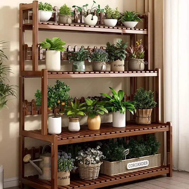 Угловая напольная полка для растений Стеллаж с многоярусным деревянным дисплеем