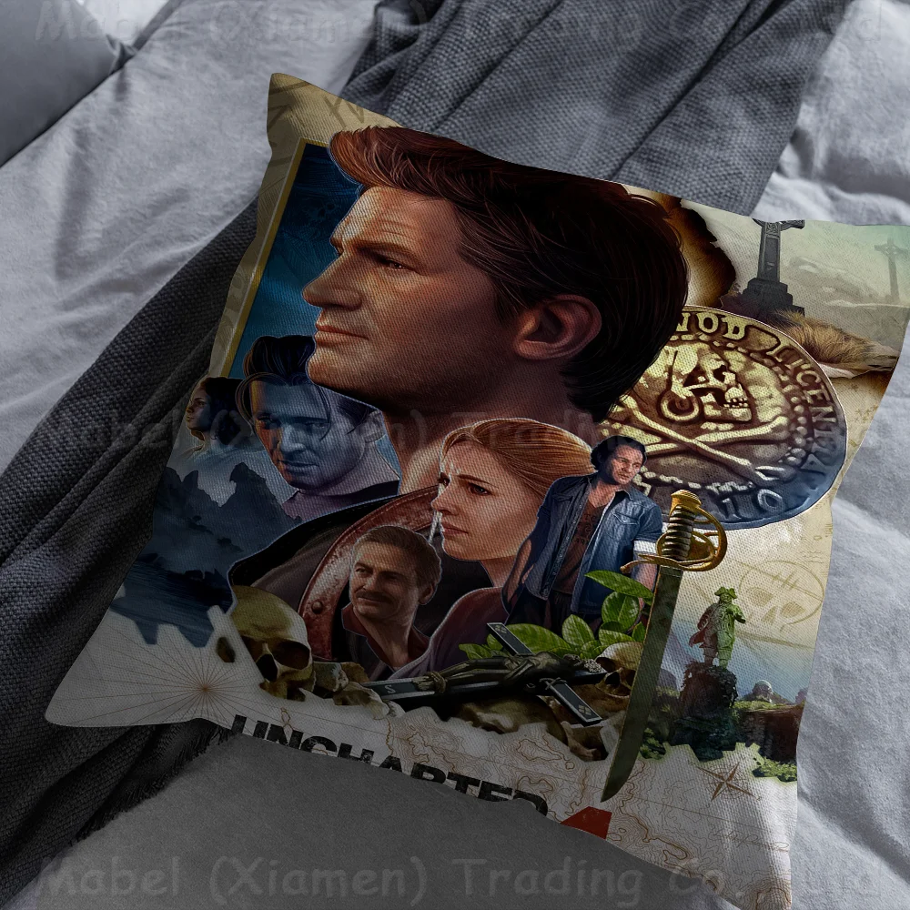Uncharted Video Game Pillowcase Toon Gift Cushion Cover Bedroom Home Sofa Chair Seat Decor Pillow Case