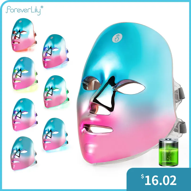 

New 7 Colors LED Beauty Mask 12000mAh Wireless Photon Facial Mask Machine Therapy Acne Anti Aging Skin Tightening Lifting Tool