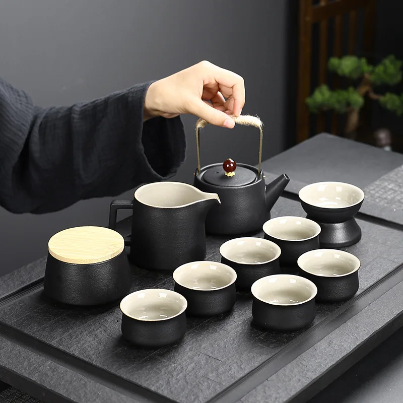 

10/11pcs Portable Travel Tea Set Ceramic Teapot Cup Japanese Kung Fu Teaset Puer Kettle Gaiwan Tea Ceremony Teaware Teacup