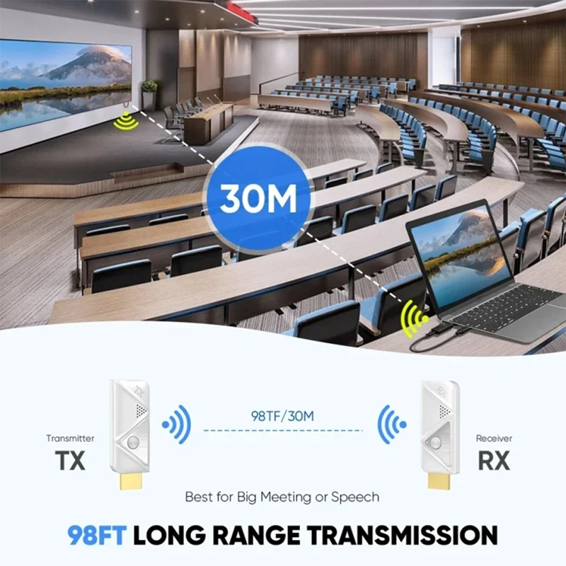 Портативный беспроводной передатчик и приемник-совместимый удлинитель 98 футов/30
