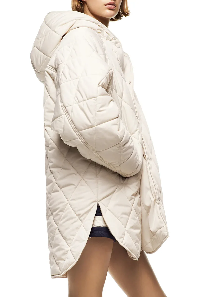 2021 Winter Oversize Vintage Plaid Hooded Parka Coat Women Casual Pockets Cotton Jacket Outwear Loose Long Overcoats Female