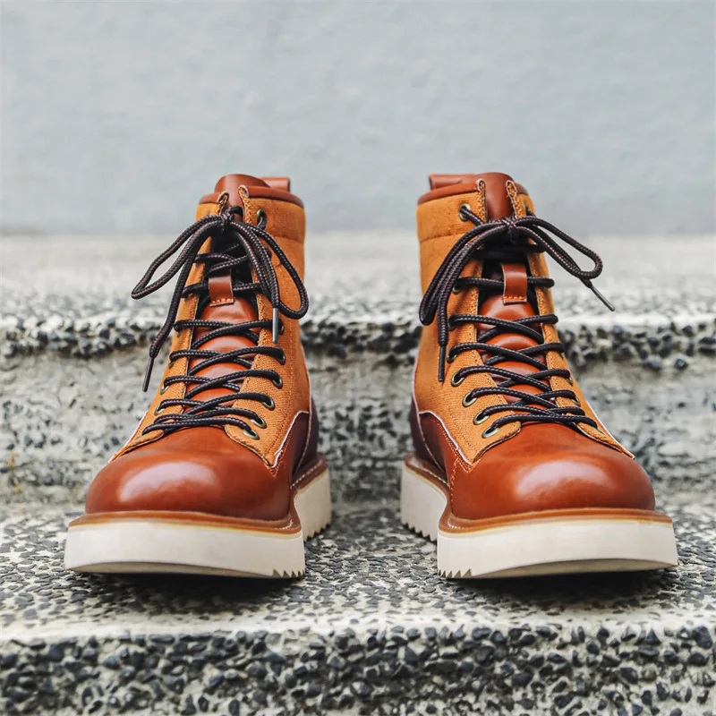 Мужские повседневные ботинки на платформе в английском стиле обувь из