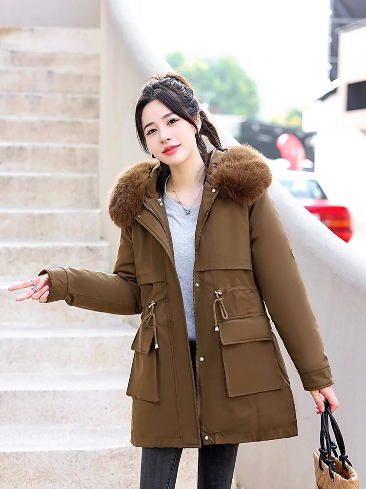 -30 Degrees Snow Wear Medium Long Parkas Winter Jacket Women Removable Lining Hooded Clothes Female Winter Coat Women
