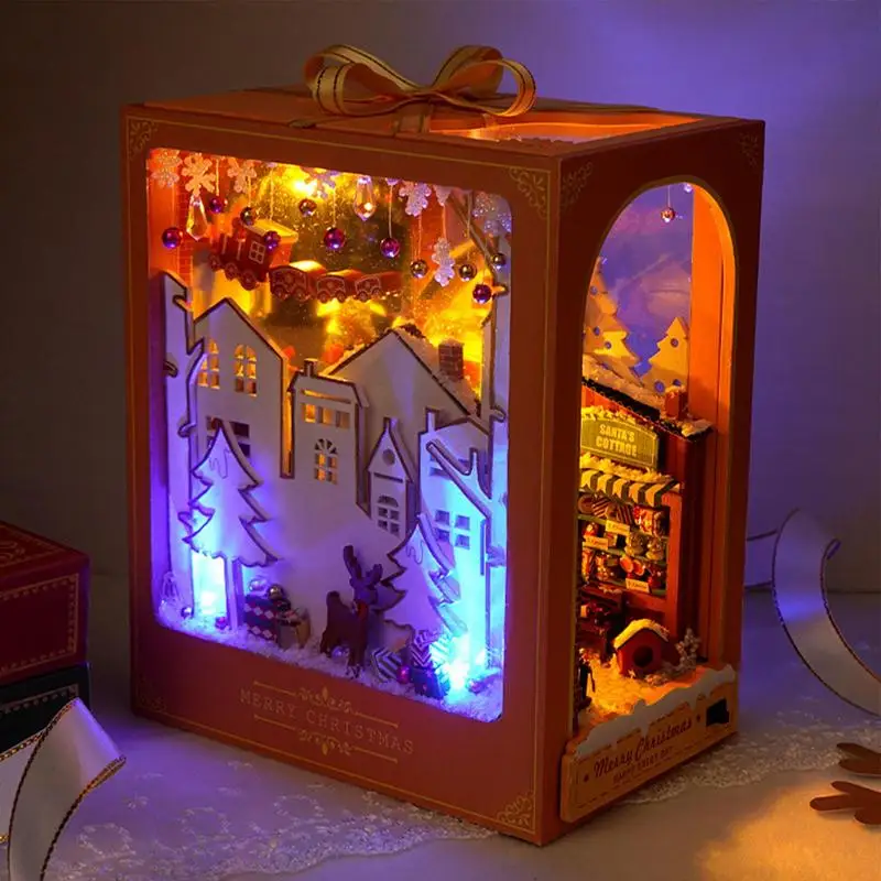

2022 рождественские DIY 3D деревянные кукольные дома со светодиодной подсветкой Рождественский тематический подарок Рождественская вечеринка...