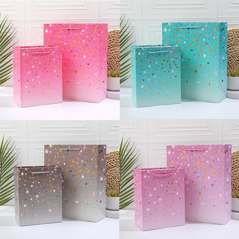 48pcs/Lot Gift Bag Party Present Bag Jewelry Packaging Bag Portable Paper Bag Gift Shop Hand Paper Bag Clothes Wholesale