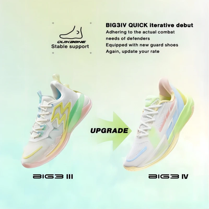 361 Degrees BIG3 4.0 Quick Men's Basketball Sports Shoes Wear-Resistant Non-Slip Mesh Breathable Low-Cut Sneaker Male 672321105