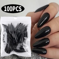 100pcs reusable fake nails solid color false nail tips full coverage matte acrylic false nails tips diy manicure extension tools
