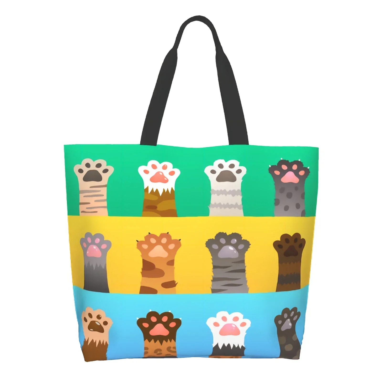 

Cats Paw Extra Large Grocery Bag Cute Animal Reusable Tote Bag Shopping Travel Storage Tote Lightweight Washable Shoulder Bag