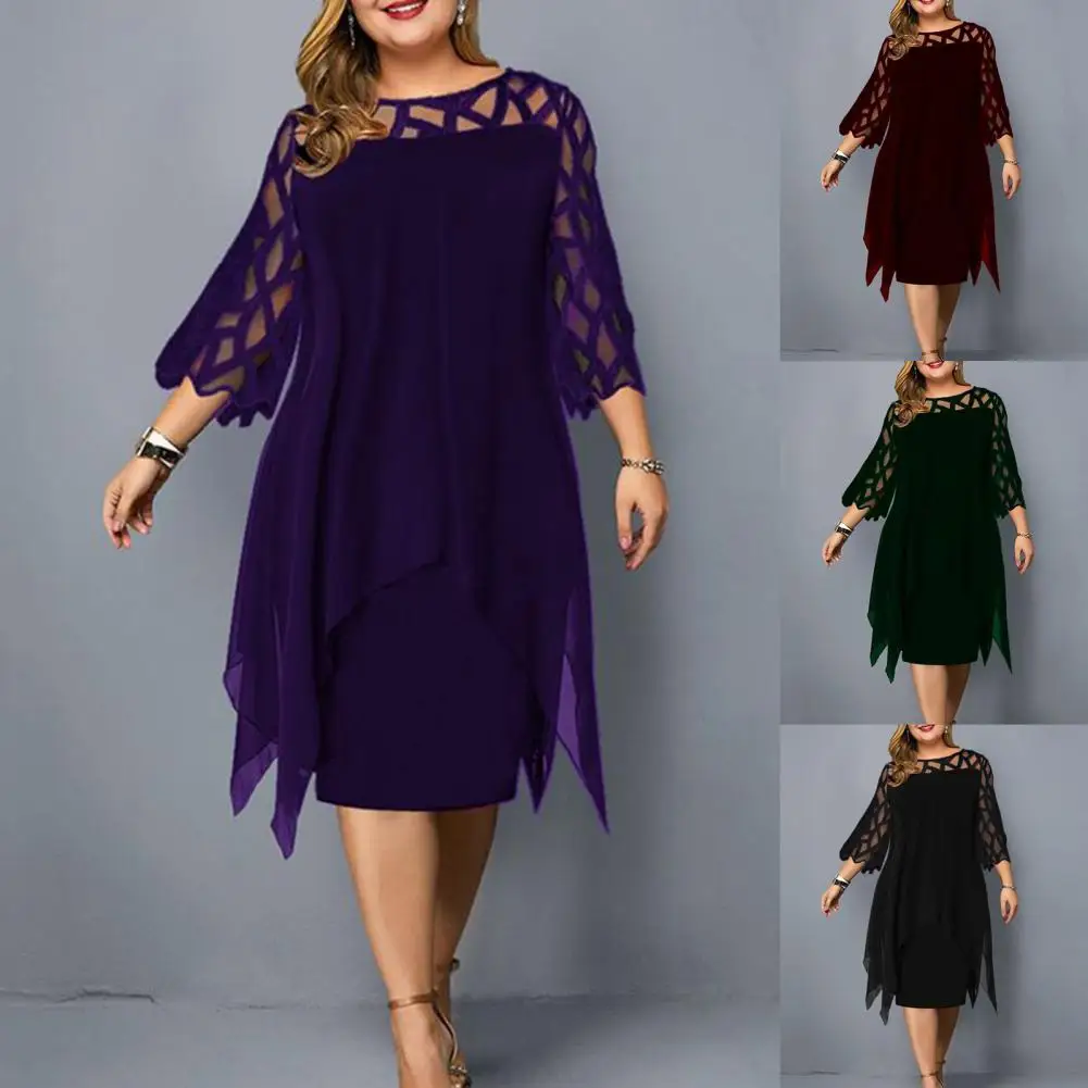 

Women Dress 3/4 Sleeve 4 Colors Tight Waist Women 3/4 Sleeve Loose Dress Ladies Dress Daily Wear
