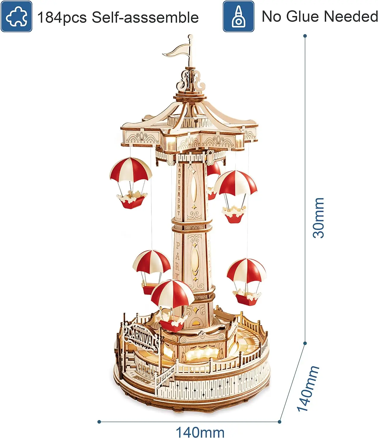Robotime ROKR Волшебный парк развлечений деревянные игрушки музыкальная шкатулка