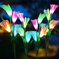 solar calla flower lights led outdoor garden landscape lamp yard lawn path decor waterproof stake solar led flower light