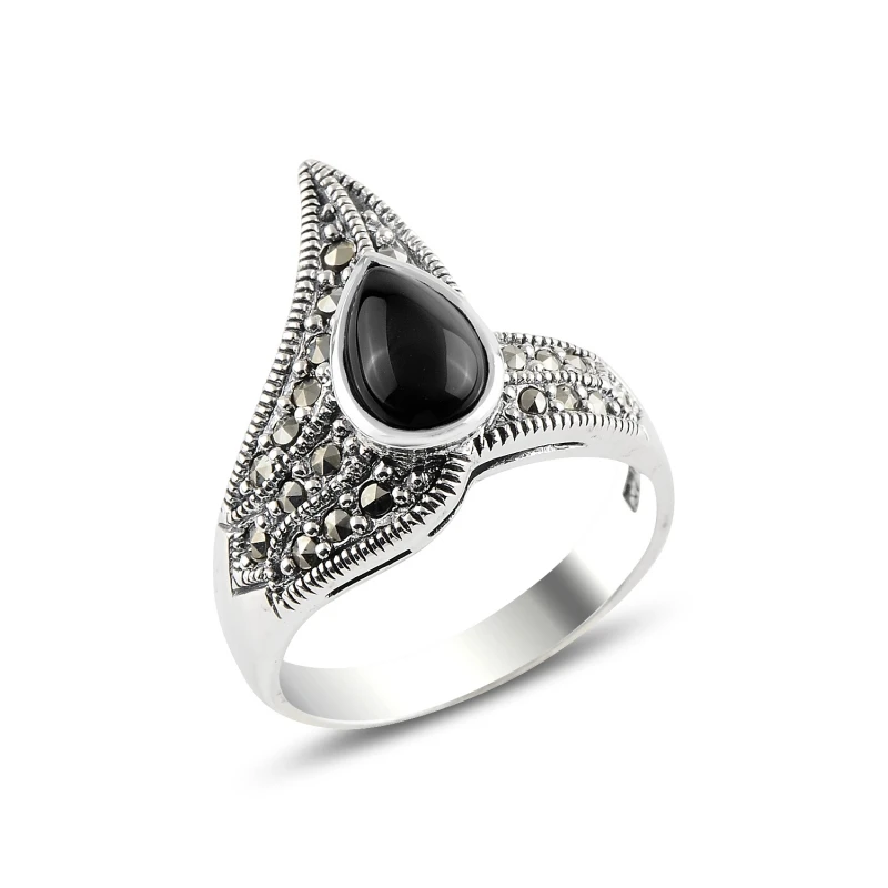 

Серебряное кольцо 925 пробы Onyx & Marcasite