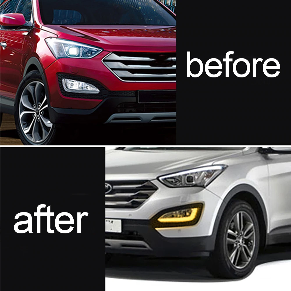 Фото 1 шт. Левая/Правая передняя светодиодная фара дневного света (DRL) для Hyundai IX45 Santa Fe 2013 2014 2015 №1