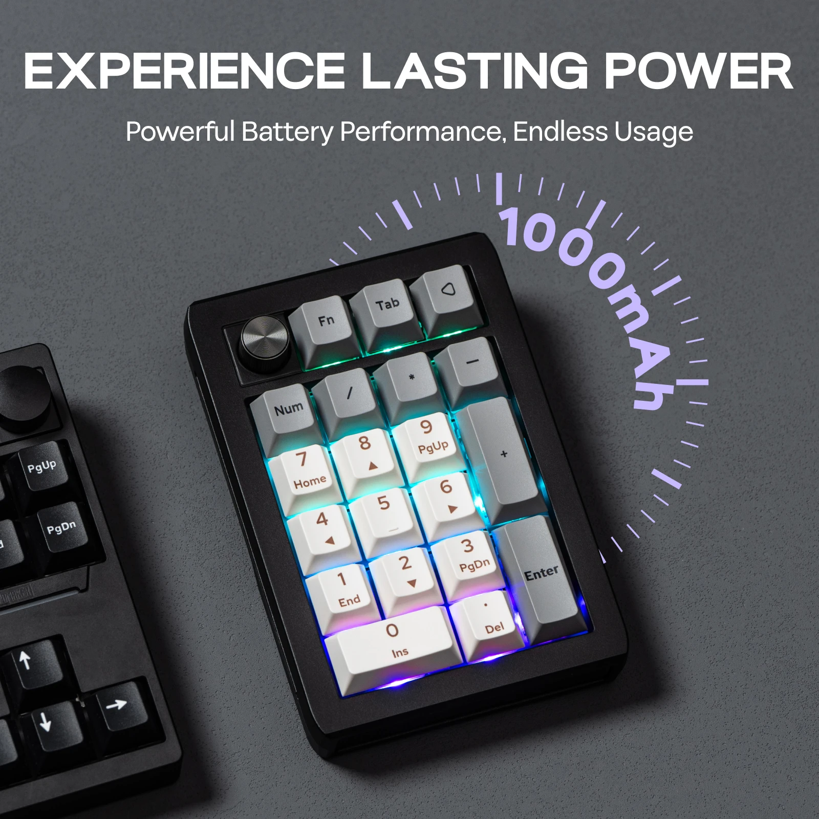 Фото EPOMAKER EK21 VIA 20%, прокладка, проводная/Bluetooth/2,4 ГГц, беспроводная NKRO Numpad, ручка из алюминиевого сплава, аккумулятор 1000 мАч для Win/Mac/игр №5