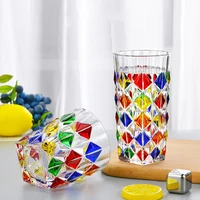 creative hand painted luxury glass whisky cup color candy transparent water cup household foreign wine cup rainbow cup
