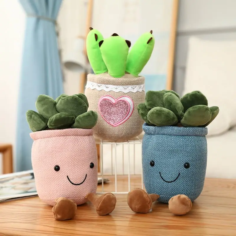 

25CM Stuffed Plushies Bluebell Succulent Plants Bookshelf Kawaii Home Decor Doll Creative Potted Flowers Pillow For Girls Gift