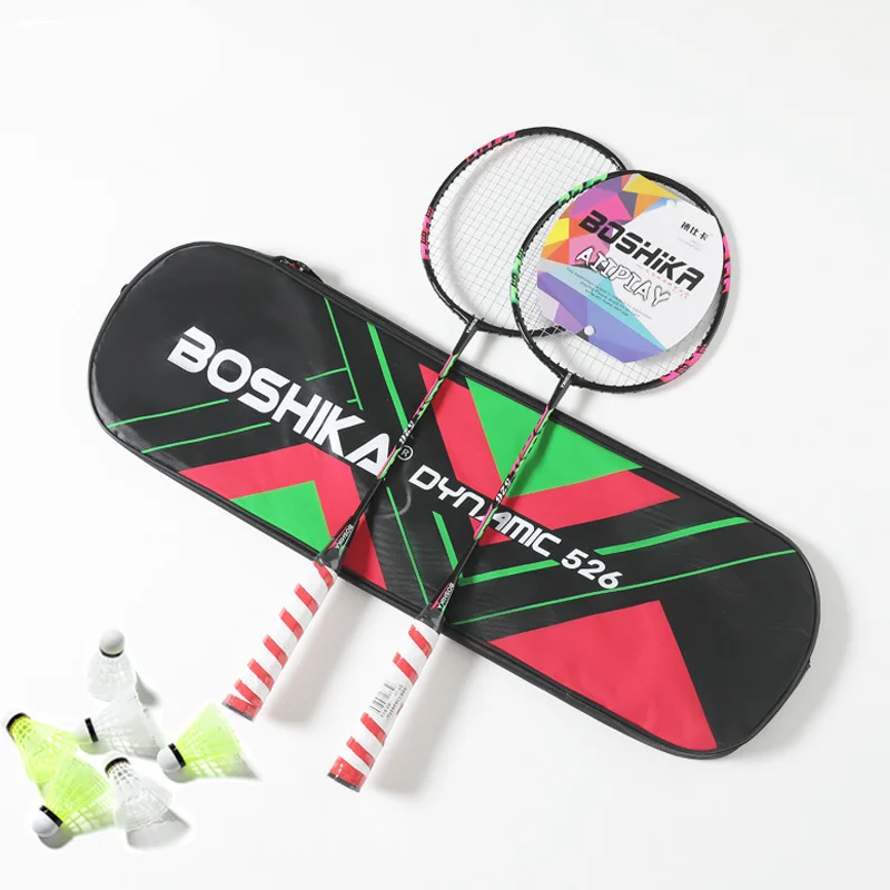

2pcs Badminton Rackets Set New Ferroalloy Frame Racket with String Youth Adults Double Badminton Racquet Free Shuttlecocks Bag