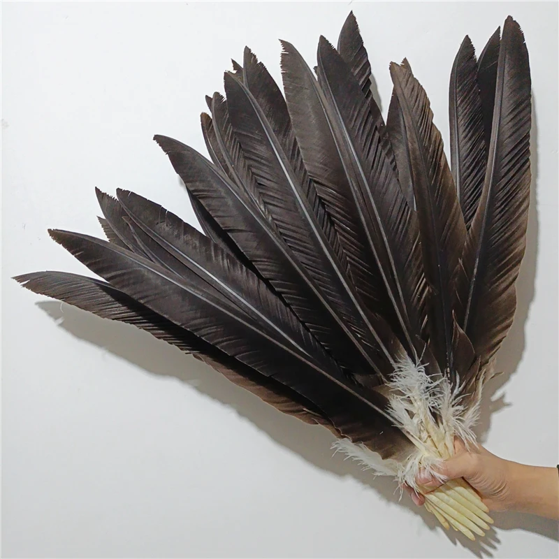 

10pcs/batch Natural Eagle Feather Craft 40-60cm/16-24" Black Big Bird Feather Party Accessories Carnival Festive Decoration