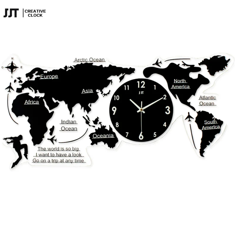 

Creative World Map 3d Wall Clock Modern Large Luminous Clocks Wall Home Decor Living Room Acrylic Silent Watch Reloj Gift D08