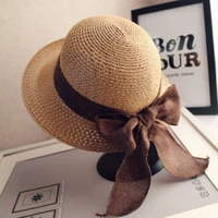 summer womens bucket hat solid color sun hat casual beach woven straw hat fashion cap outdoor sun protection dome panama caps