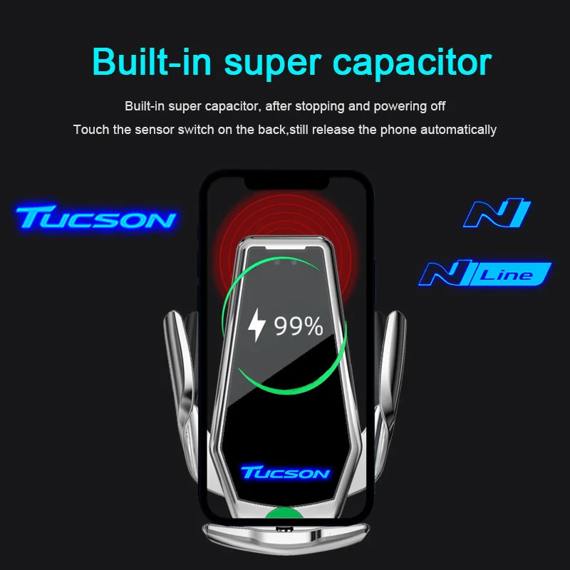 

For Hyundai Tucson Smart Induction Wireless Charging Car Phone Holder LOGO Light For Hyundai Tucson Accessories