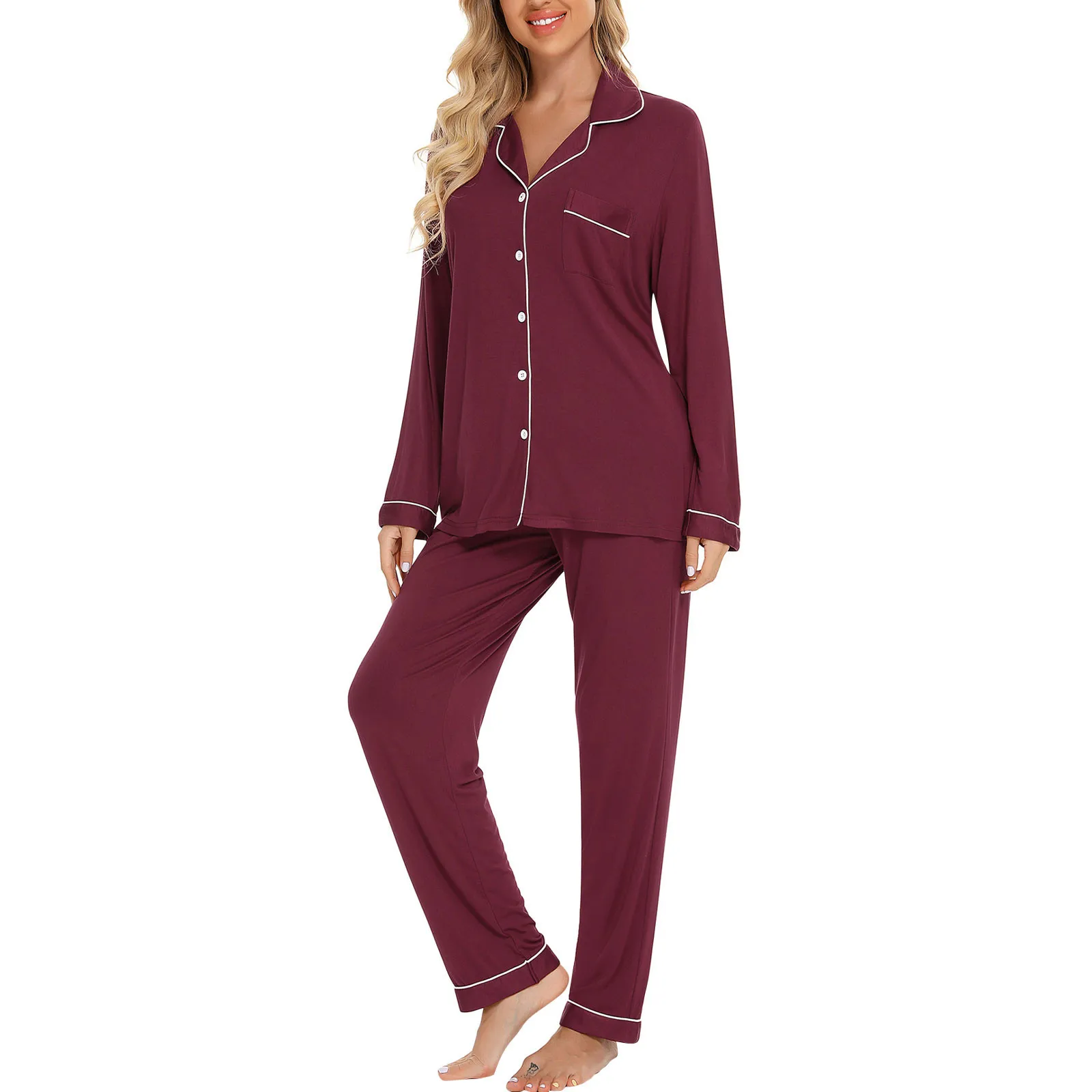 

Pajamas For Women Spring Summer Long-sleeved Pajama Sets Thin Modal Ladies Sleepwear Loungewear Pyjamas Large Size