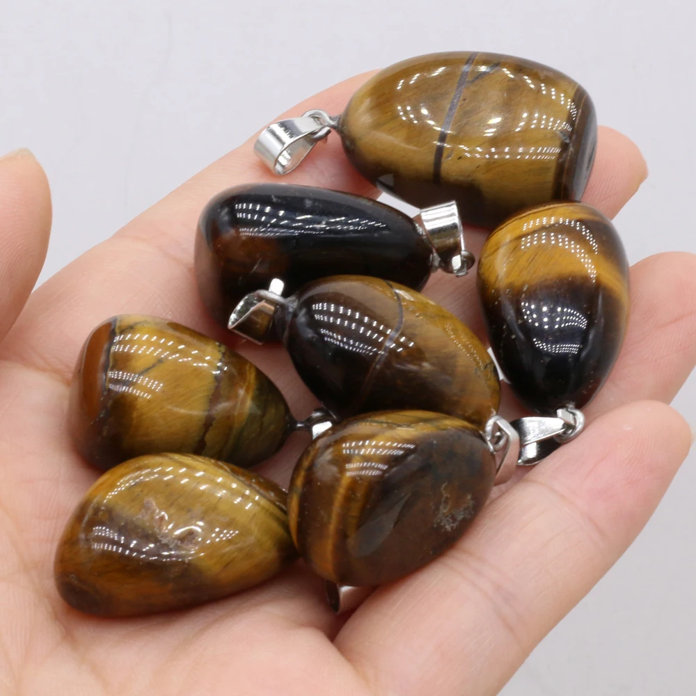 

2pcs Natural Stone Pendant Irregular Penduloum Reiki Tiger Eye Stone Charms For Jewelry Making DIY Lady Necklace Accessories