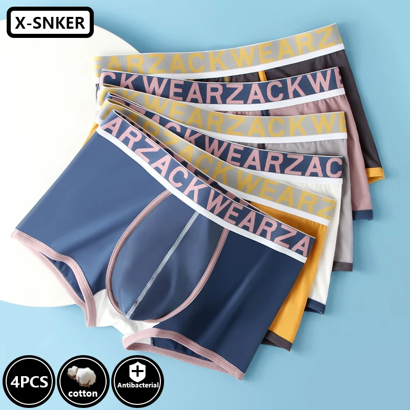 4pcs Sexy Men Boxer Shorts Pure Cotton Underpants Antibacterial Underwear Boxers Hombre Men's Panties Sexy Lingeries Cuecas