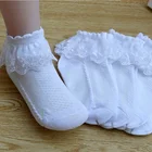 Носки для маленьких девочек, дышащие хлопковые однотонные кружевные с оборками, принцессы, сетчатые детские танцевальные детские носки для маленьких мальчиков