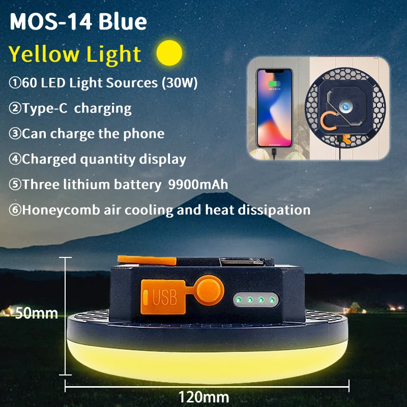 

Портативный кемпинговый фонарь MOSLIGHTING 9900 мАч