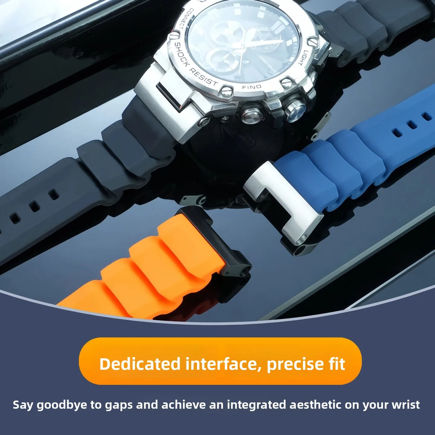 Фото Силиконовый ремешок из полимерной смолы для Casio Steel Heart GST-W300G S130 B100 Series №4