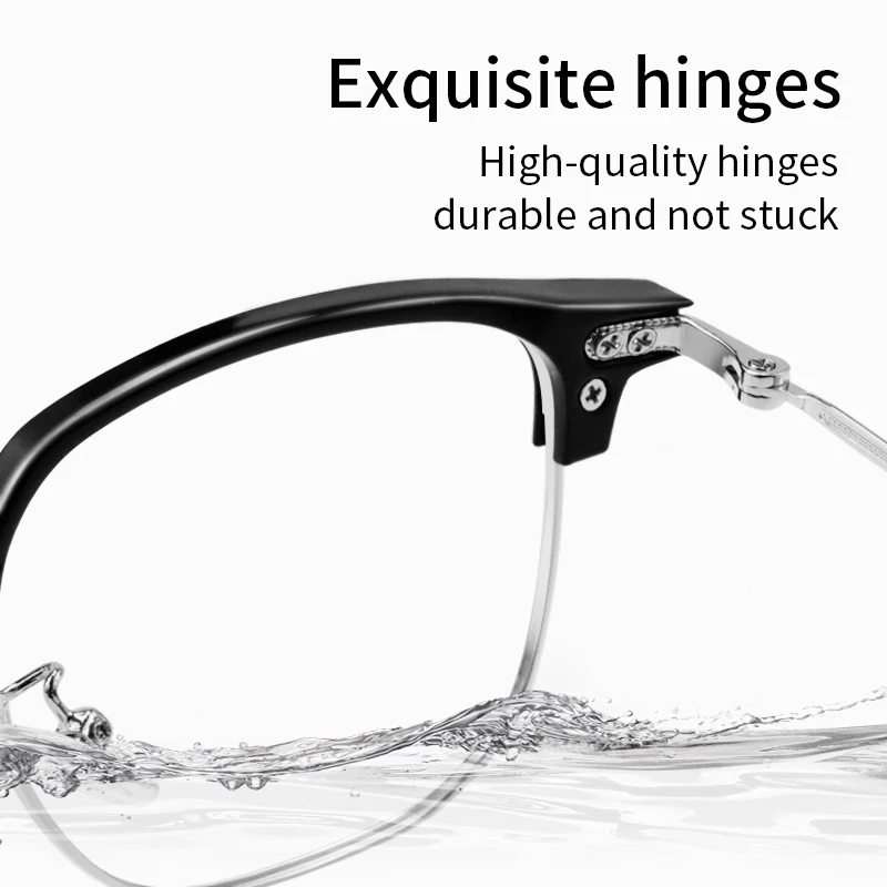 Многофокальные очки для чтения мужчин легкие металлические Полуободковые синие