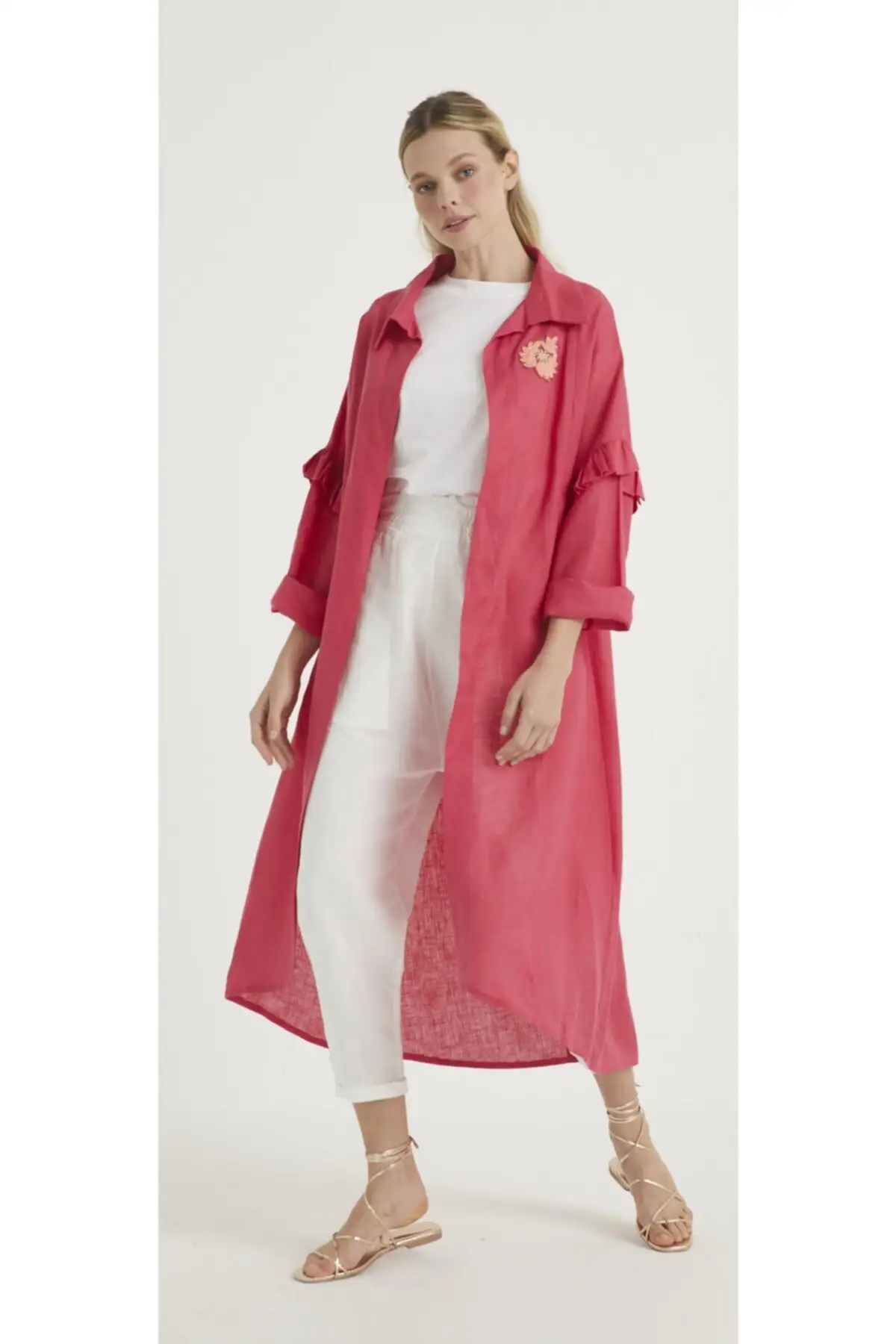 

Women's Kimono Linen Long Wear Kimono Coat Fashion Bathrobe For Ladies