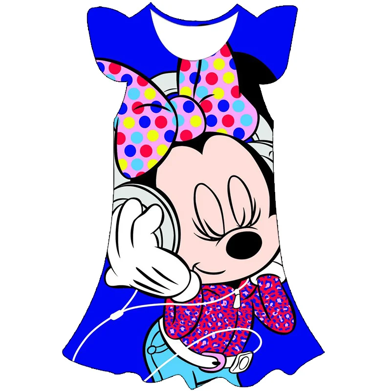 

Disney Minnie Mickey Mouse 3D Print Girls Dress Casual Dress Cute Birthday Party Summer Minnie Mickey Comfort Princess Dress