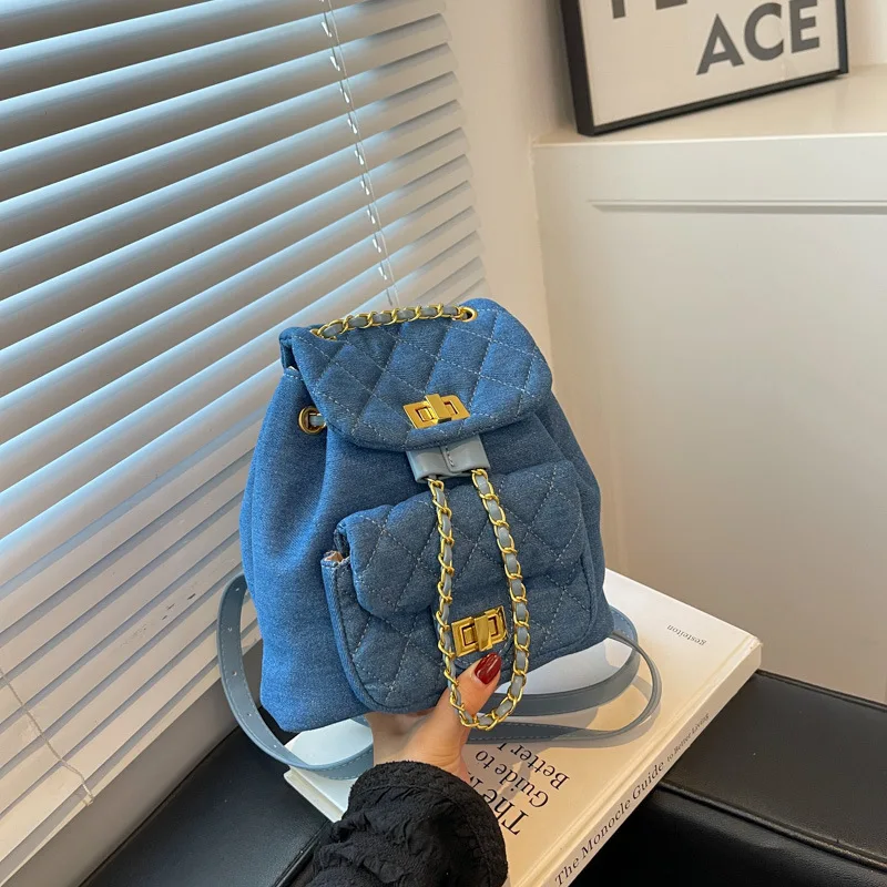 

Demin Mini Backpack Purse for Women Shoulder Bag Preppy Style Travel Bag Female Rucksack for Teen Girls Fashion Bagpack