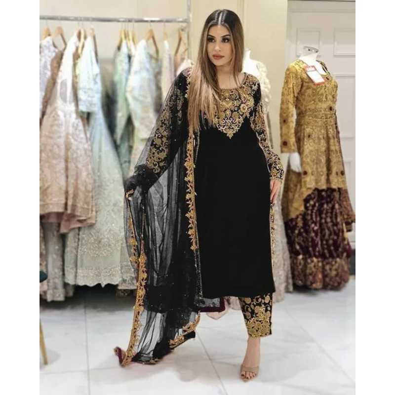 Fabric Velvet Type Salwar Kameez Kurti Plazzo Suit Indian Women Pakistan Suit Eid