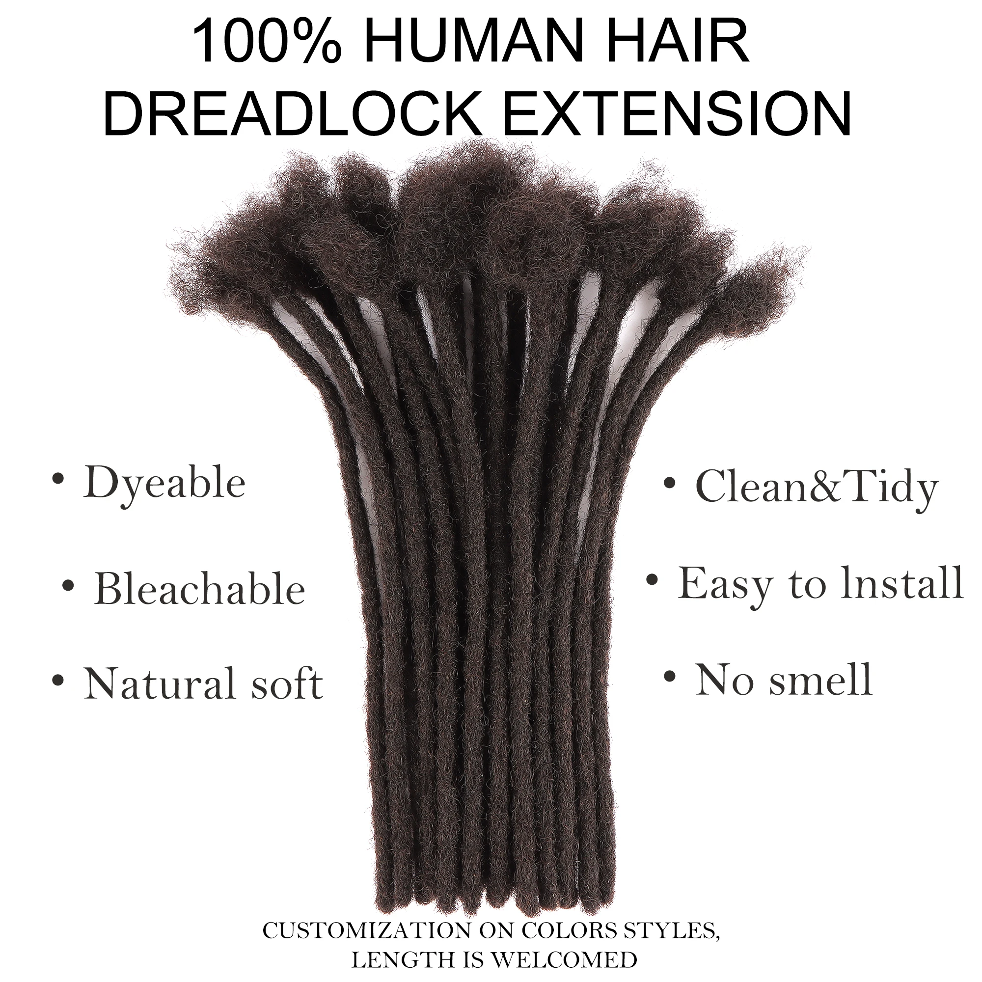 Orientfashion Дреды из человеческих волос Loc Extensions Kinky Straight cabelo humano