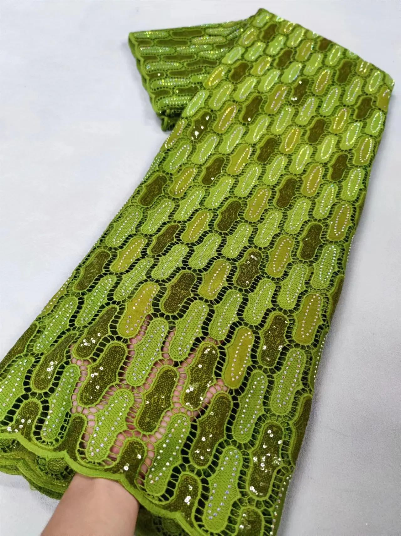 Африканская гипюровая кружевная ткань с блестками 2024 высококачественные