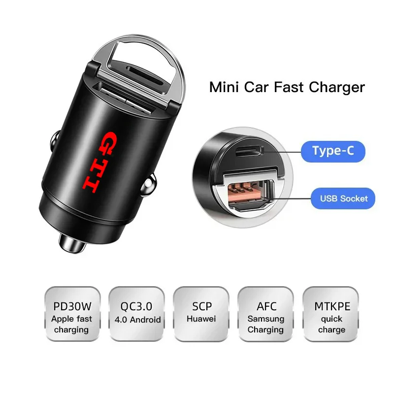 

Автомобильное зарядное устройство USB PD Type C, быстрая зарядка, быстрая зарядка для Volkswagen VW GTI Golf 6 7 Polo MK5 MK6 MK8 MK7, автомобильные аксессуары