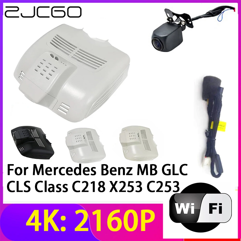 

Видеорегистратор ZJCGO 4K 2160P, 2 объектива, Wi-Fi, ночное видение, для Mercedes Benz MB GLC CLS Class C218 X253 C253